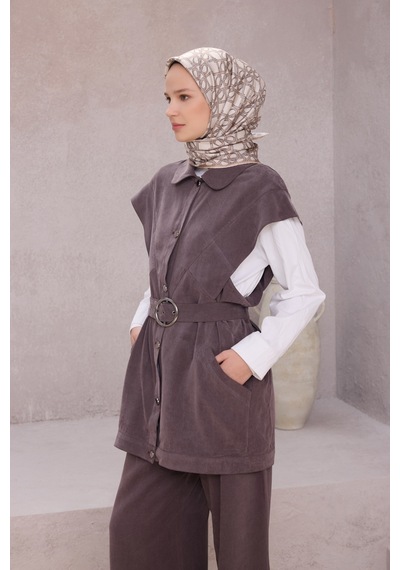 BELLİ Geometrik Desen İpek Twill Eşarp 4214d01 Taş - 87