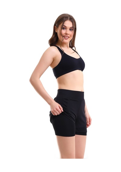 Winmoda34 Deniz Şortu Içten Taytlı 2li Paket Siyah Ve Yeşil Siyah-yeşil
