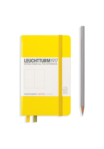 Leuchtturm1917 Not Defteri Cep Boy A6 , Sert Kapak, 187 Numaralandırılmış Sayfa, Noktalı, Limon Sarı