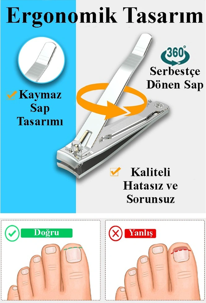 Tırnak Makası Küçük 1 Adet Premium El Ve Ayak Tırnağı Makası Törpülü Paslanmaz Çelik Hassas Kesim Erkek Kadın Çocuk
