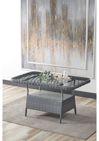 Joy Rattan Puflu Bahçe Balkon Takımı 3+1+1+camlı Masa Cappuccino Cappuccino
