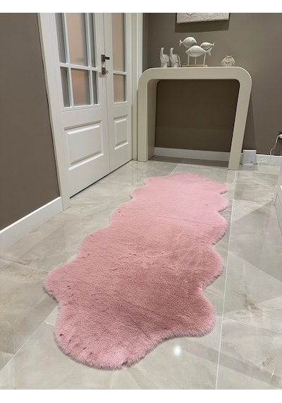 Ultra Soft Pembe Yumuşak Dokulu Peluş Halı Çift Kafa Post