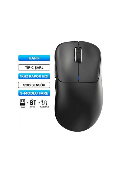 T700 Makrolu Kablosuz Oyuncu Mouse- 3 Modlu Kullanım-500 Mah Batarya Diğer