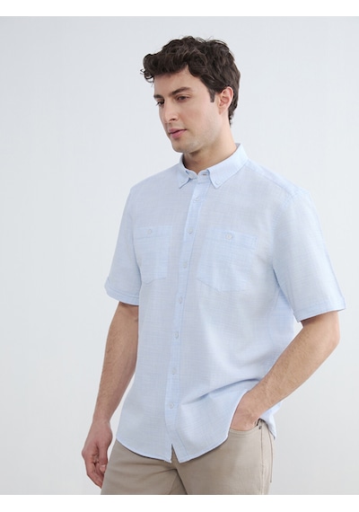 Lcwaıkıkı Classic Mavi Regular Fit Armürlü Erkek Gömlek