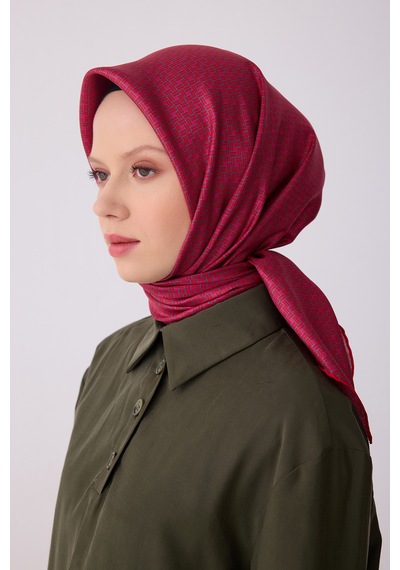 Belli Twill İpek Eşarp Kırmızı, Pembe, Füme Çok Renkli