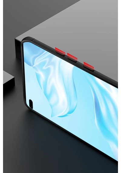 Gld-spt- Newface Huawei P40 Pro Kılıf Range Yüzüklü Silikon - Siyah-mavi