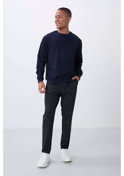 Tommy Life Koyu Gri Yüzeyi Dokulu Standart Fit Erkek Eşofman Alt - 82155