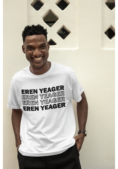 Attack On Titan Eren Yeager Sırt Baskılı Unisex Oversize Anime Ti Beyaz