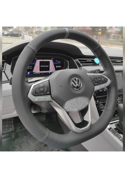 Volkswagen Caddy 2022 Direksiyon Kılıfı Nubuk Noktalı Gri Yüzükl
