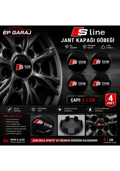 Audi S Line Jant Kapağı Göbeği 5.1 Cm 4 Lü Set