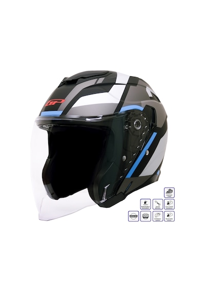 Gp Kompozit Mks009-gwb Şeffaf Vizörlü Motosiklet Yarım Kask Çok Renkli