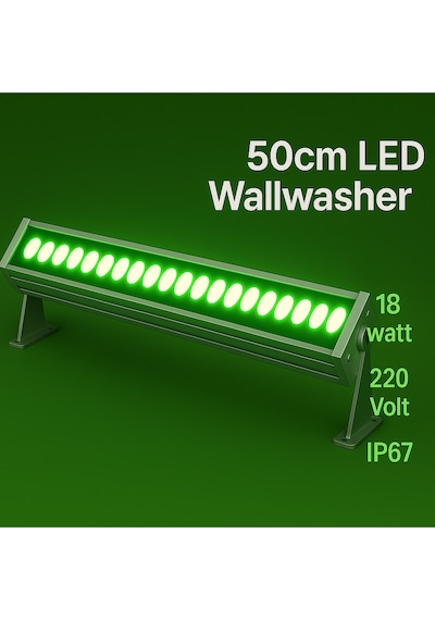 50cm 18w Led Wallwasher Yeşil Dış Cephe, Minare, Bahçe Aydınlatma Iç-dış Kullanım Ip65 Yeşil