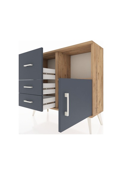 Arges Şifonyer Tek Raflı 3 Çekmeceli Tek Kapaklı 88x30x80 Çam-antrasit Antrasit Arges Şifonyer Tek Raflı 3 Çekmeceli Tek Kapaklı 88x30x80 Çam-antrasit Antrasit