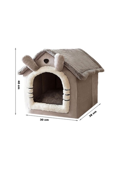 Yumuşak Peluş Kedi&köpek Evi Kapalı Kulübe Tasarım Sıcak,yıkanabilir Minderli Evcil Yatak