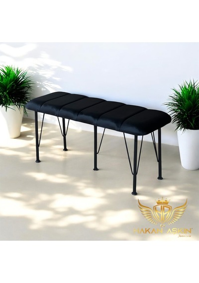 By Hakan Aşkın Siyah Metal Ayaklı Line Style 2025 Babyface Puf & Bench Siyah Siyahbbff