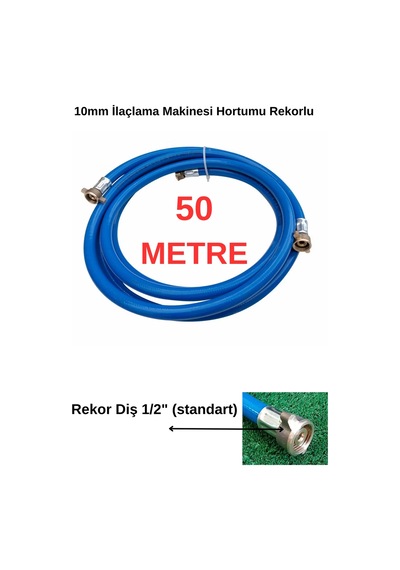 Rekorlu Pülverizatör İlaçlama Hortumu -1/2" Yarım Parmak Dişli - 50 Metre - Hortum 3/8" 10mm Yüksek Kalite - 90 Bar