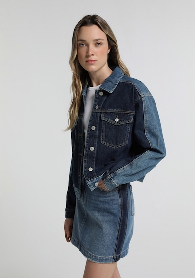 Colin's Colins Oversize Fit Düğmeli Astarsız Kadın Dark İndigo Denim Ceket Cl1082791 Q1.v1 Dn45175