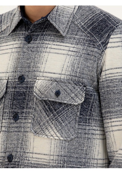 Cacharel Lacivert Yün Karışımlı Ekose Overshirt Gömlek Cacharel Lacivert Yün Karışımlı Ekose Overshirt Gömlek