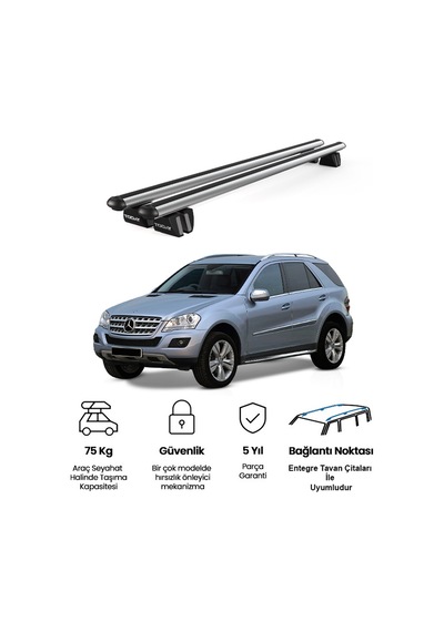 Pençe Mercedes-benz Ml Ara Atkı W164 2005-2011 Uyumlu Gri Ara Atkı Port Bagaj Tavan Barı