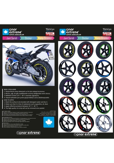 Çınar Extreme Double Stripe Tasarımlı Reflektif Kırmızı Jant Şeridi Sticker