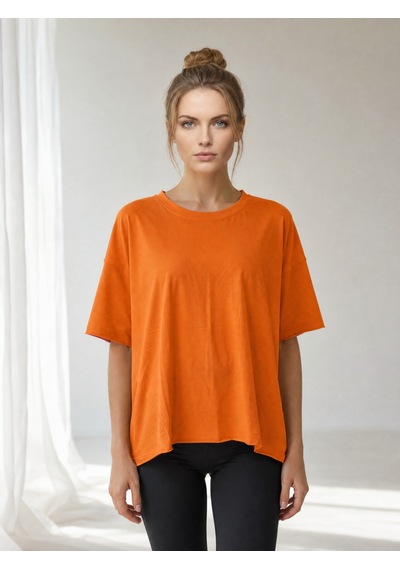Nealirsanall.com Kadın Penye Oversize İtalyan Tunik - Asimetrik Kesim Salaş Tişört Siyah