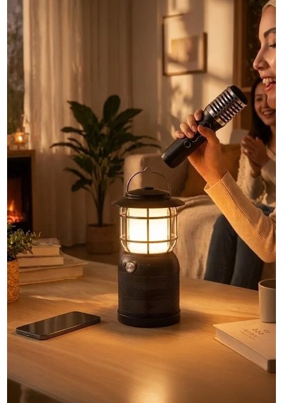 Özel Seri Bluetooth Hoparlör Mikrofonlu Fener Sd08 Siyah Taşınabilir Vintage Ses