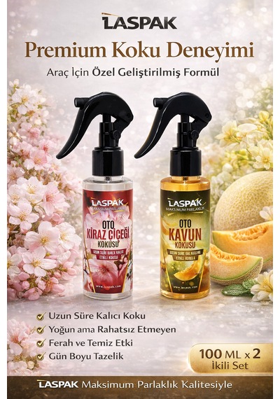 Premium 2 Li Oto Kokusu Seti Uzun Süre Kalıcı Doğal Esans Yoğun Aroma 100