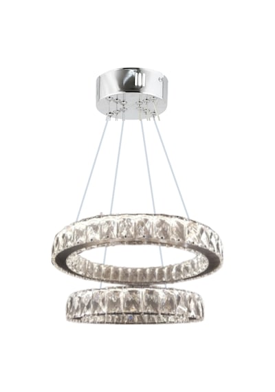 ZİLLA 2'Lİ MODERN SARKIT KRİSTAL TAŞLI LED AVİZE - 3 RENK KUMANDALI - ( Beyaz - Sarı - Gün Işığı )