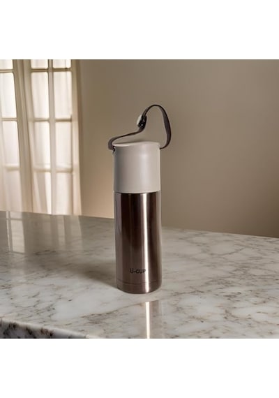 Stainless Steel Bardaklı Kayışlı 350 Ml Günlük, Şık, Modern, Hediyelik Termos Bronz Genel
