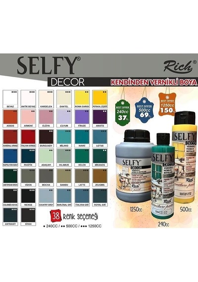 Rich Selfy Decor Kendinden Vernikli Mobilya Boyası 500 Cc Latte