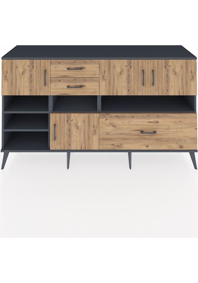 Kronos Konsol 7 Raflı 3 Çekmeceli 4 Kapaklı 176x59x99 Antrasit-ça Antrasit-çam
