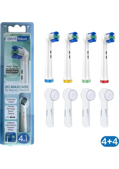 3d Maxcare - 3 Boyutlu Temiizlik Oral-b Uyumlu Diş Fırçası Başlığı + Fırça Koruma Kapağı