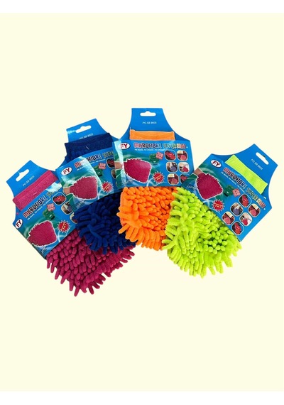 Mikrofiber Araç Temizlik Eldiveni Çift Taraflı Yıkama Araba Motor Jant İç Temizlik Eldiveni Turuncu