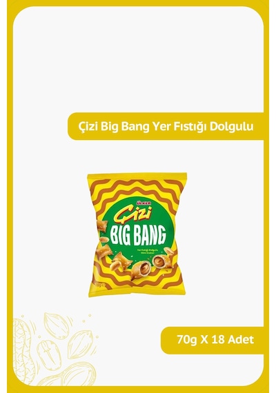 Çizi Big Bang Yer Fıstığı Dolgulu Mini Kraker - 70 Gram - 18 Adet