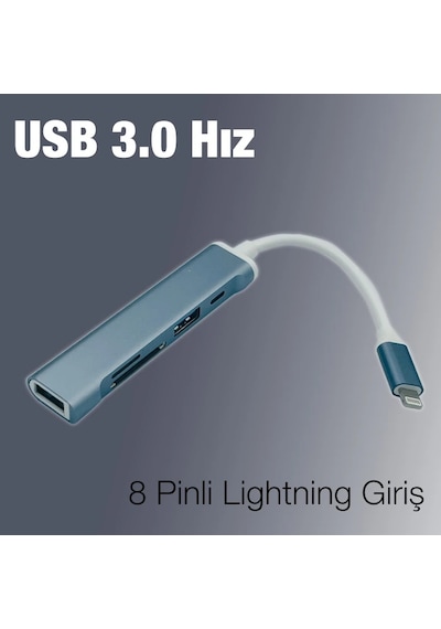 Ally S-503 5in1 Lightning To Usb + Sd Kart Hub Adaptör Çevirici Dönüştürücü- 5775