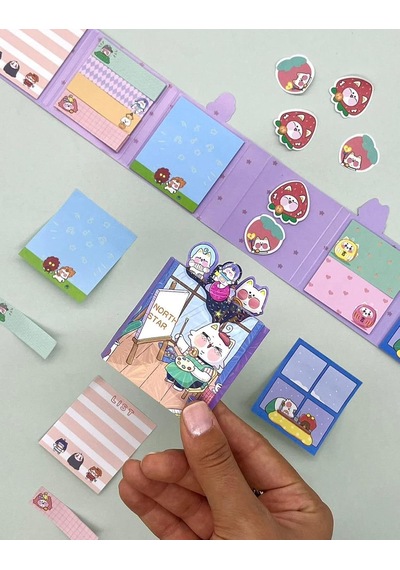 Kuzey Yıldızı Mor Kapaklı Ressam Kedi Post-it/sticky Note