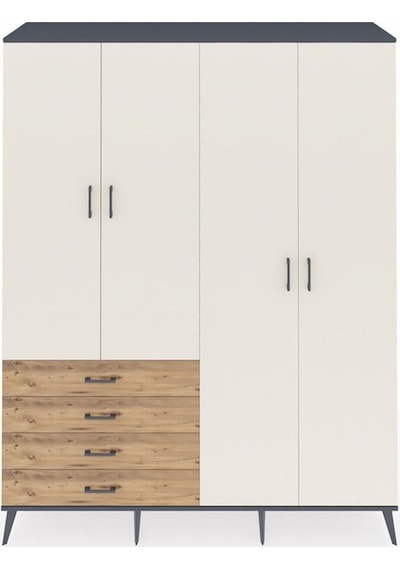 Hyperion Gardrop 6 Raflı 4 Çekmeceli Tek Askılı 176x44x221 Antrasit-aytaşı/çam Aytaşı/çam Hyperion Gardrop 6 Raflı 4 Çekmeceli Tek Askılı 176x44x221 Antrasit-aytaşı/çam Aytaşı/çam