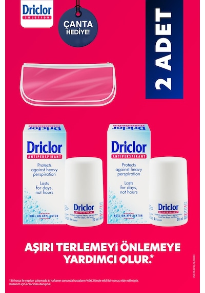 Driclor Aşırı Terleme Önleyici Antiperspirant Roll-on 20ml X2 + Çanta Hediye