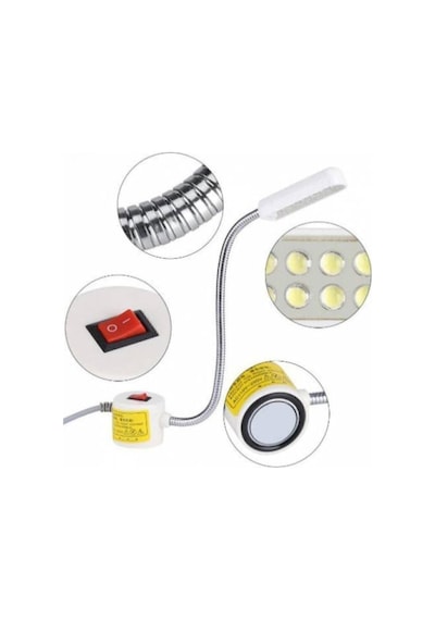 Dikiş Makinesi Lambası Mıknatıslı Spiral 10 Led'li Beyaz Mekanik
