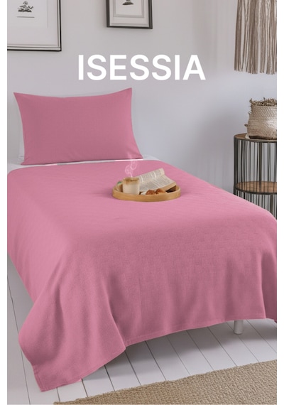 Loya %100 Pamuk Tek Kişilik Pike Yatak Örtüsü Koltuk Örtüsü 160x230cm Pembe