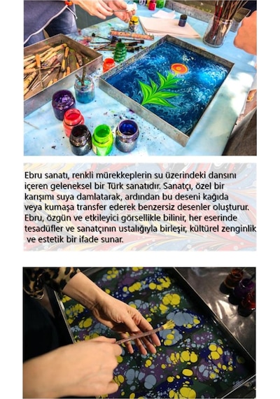 Ebru Başlangıç Seti 25x35 Profesyonel Ebru Seti Ezilmiş Ebru Boyaları Ebru Boyası