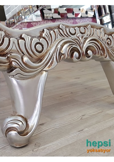 Bihter Model Gümüş Renk Varaklı Ayaklı Boy Aynası