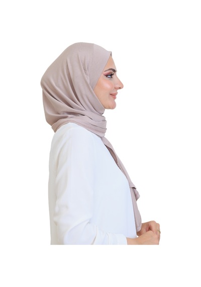 Modish Group Penye Boyun Kapamalı Şal Başörtü Hazır Giyim Turban Esnek Jersey Şal Açık Vizon