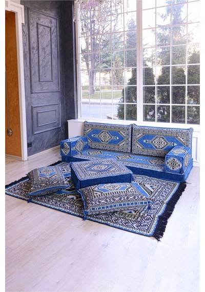 Şark Köşesi Takımı Konsepti Mavi Yahyalı Modeli 9 Parça