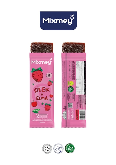 Çilek Meyve Barı 18 Adet Atıştırmalıklar Vegan, Glutensiz, Koruyucusuz 20gr X 18 Adet