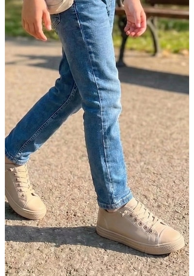 In Step Unisex Çocuk Bej Lifestyle Günlük Ayakkabı - Dayanıklı Tırtıklı Kalın Taban