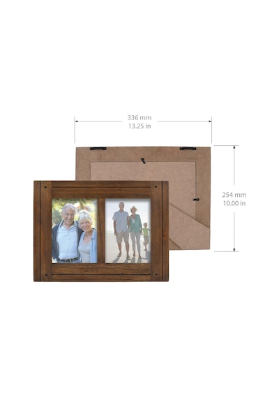 Homestead Çift Kişilik 5x7 Koyu Ceviz Resim Çerçevesi - Eskitilmiş Rustik Dekor Ahşap Fotoğraf Çerçevesi, İki