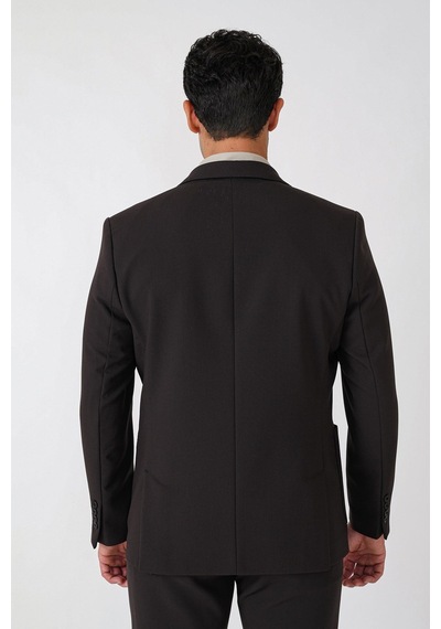 Slim Fit Torba Cep Esnek Pamuklu Kahverengi Ceket C 754