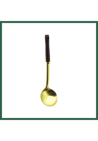 Bezos Metal Servis Kepçe Ahşap Saplı 35cm Altın Bzs01