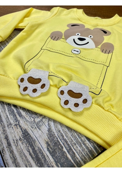 Patili Ayı Mevsimlik Erkek Bebe Çocuk Takım Sarı Patili Ayı Mevsimlik Erkek Bebe Çocuk Takım Sarı
